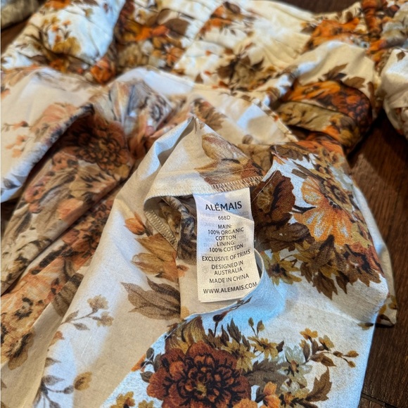 Alemais Orange Floral Long Sleeve Off the Shoulder Drop Waist Mini Dress XXS XS - Picture 3 of 13